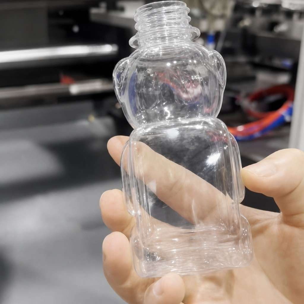 2 cavity PET blow molding machine custom shaped bear bottle sample output Sailwin SW-F2