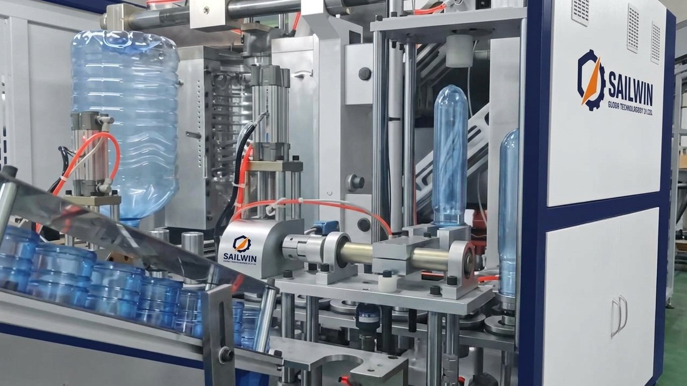 5 gallon automatic blow molding machine Sailwin full production line cleanroom factory