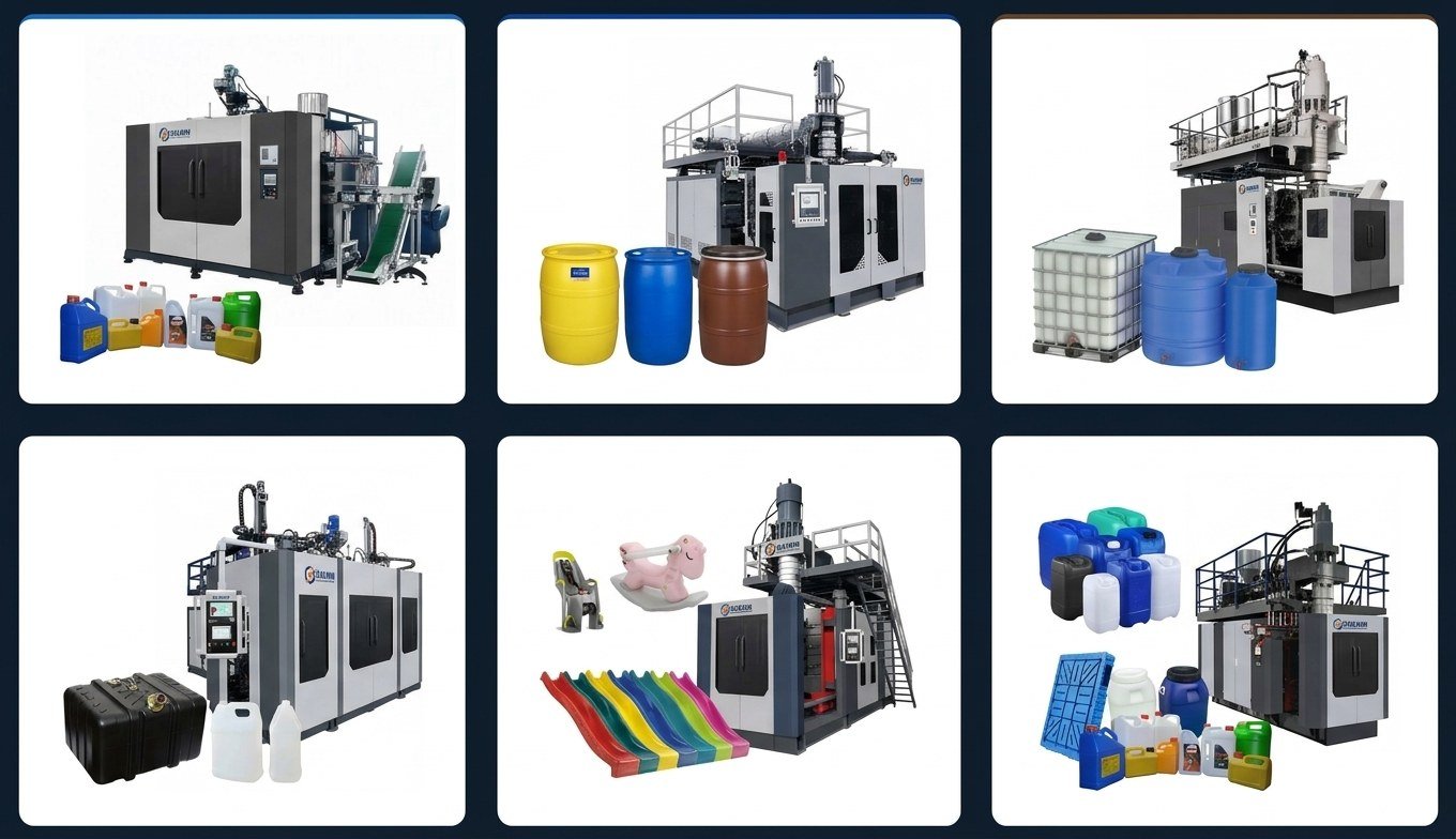 EBM material product and machine selection matrix — HDPE jerrycan drum IBC tank barrier packaging by Sailwin