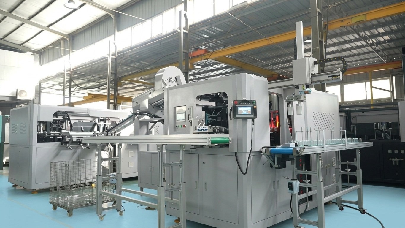 wide mouth jar blow molding machine rotary type factory customer visit Sailwin SW-J series