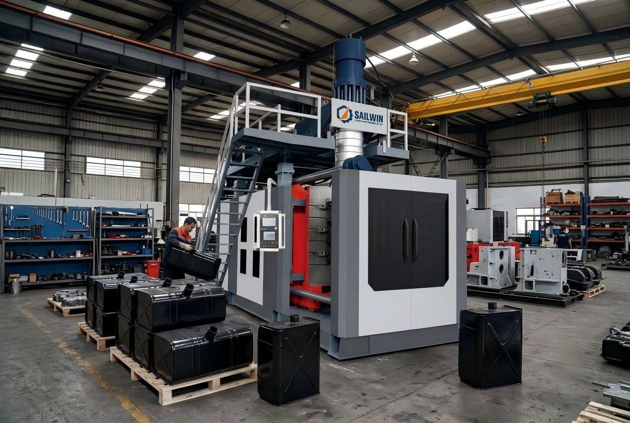 Automotive HDPE fuel tank and plastic parts produced by SW accumulator blow molding machine