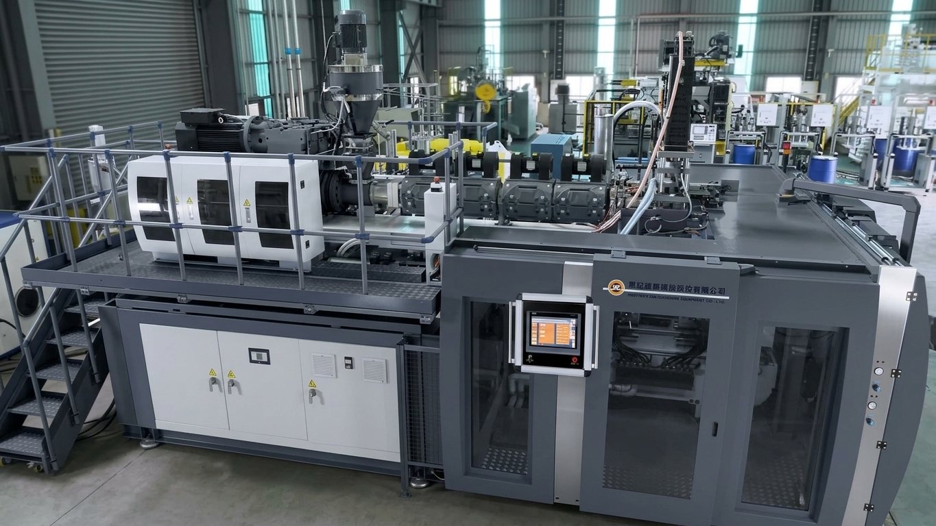 jerrycan blow molding machine full front view touchscreen PLC control Sailwin
