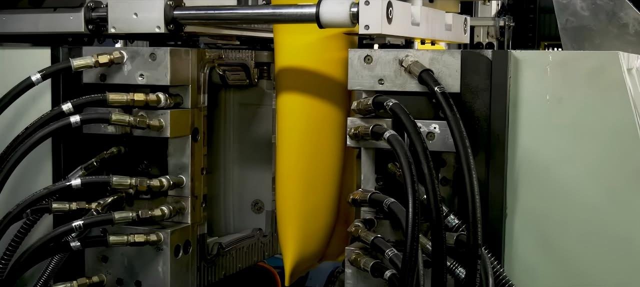 jerrycan blow molding machine handle integrated molding detail