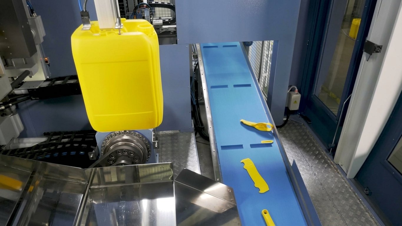 jerrycan blow molding machine robotic arm takeout yellow HDPE jerrycan