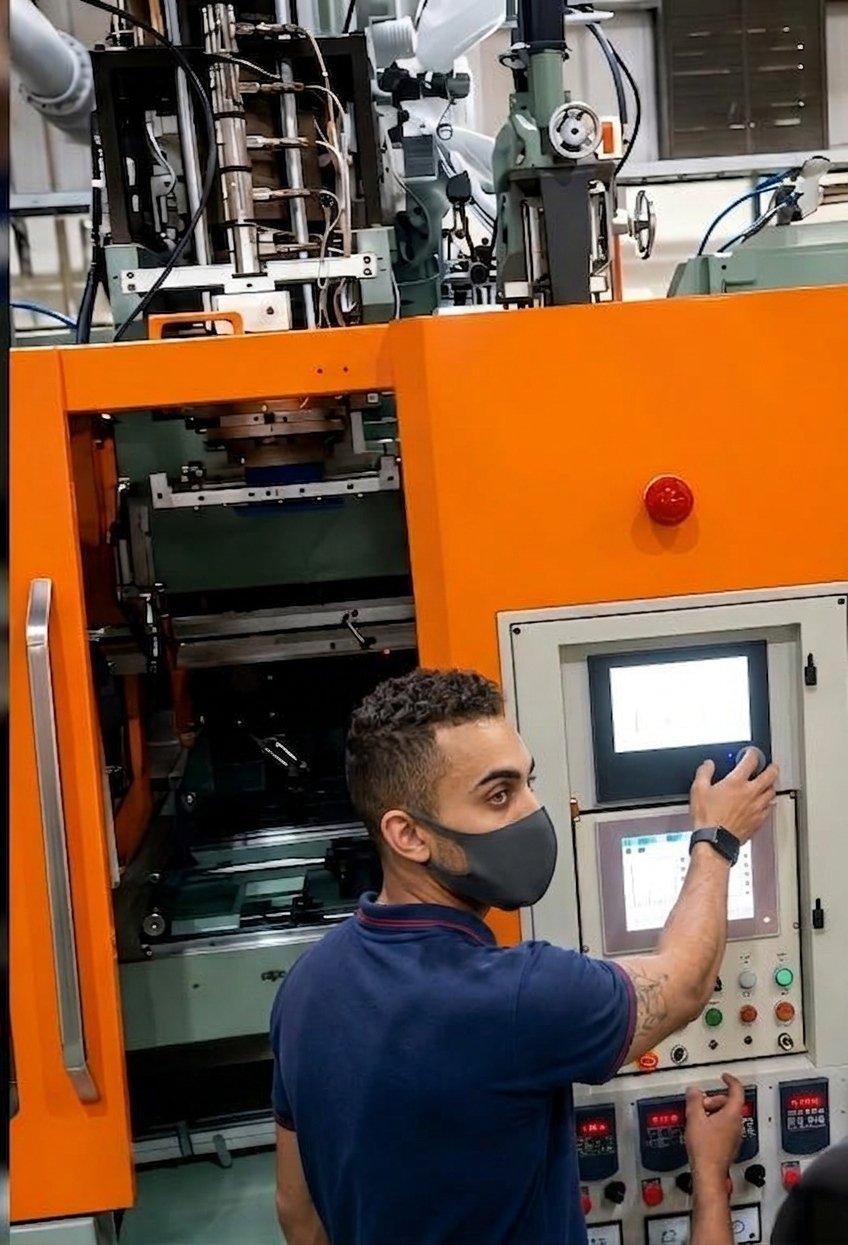 multilayer coextrusion blow molding machine Siemens PLC control panel operator