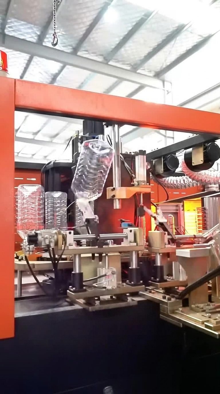PET edible oil bottle blow molding machine red frame production line factory overview Sailwin