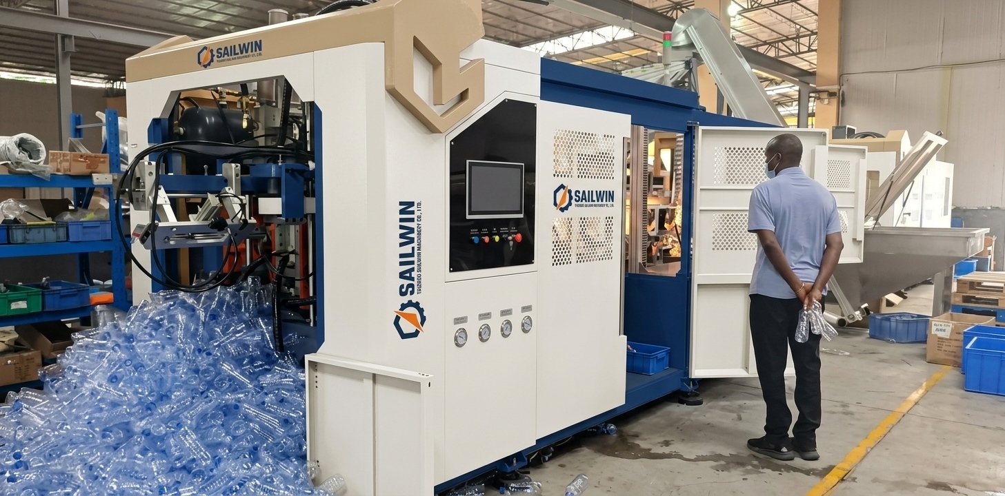 Sailwin PET stretch blow molding machine carbonated CSD bottle customer factory Africa installation