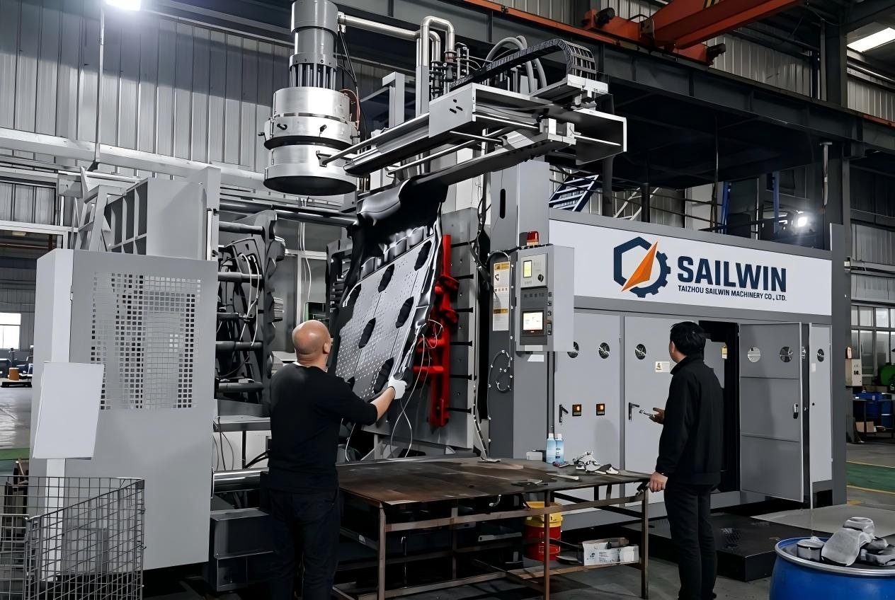 Heavy-duty plastic pallet produced by large accumulator blow molding machine — 1200×1000mm HDPE pallet