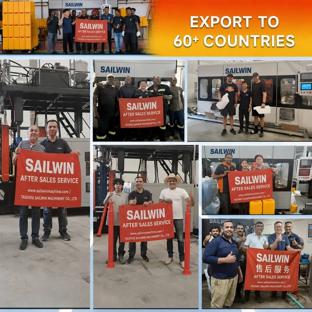 Sailwin blow molding machine export to 60 countries global logistics
