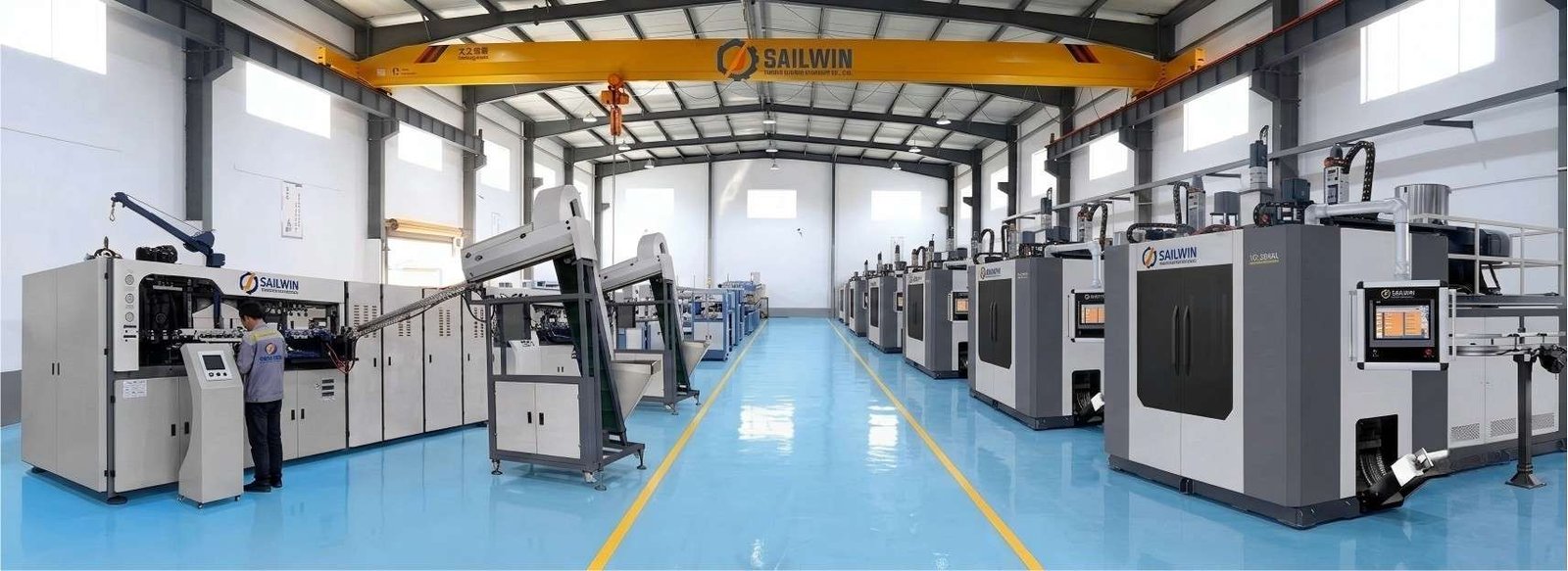 Taizhou Sailwin Machinery blow molding machine factory headquarters banner 2008