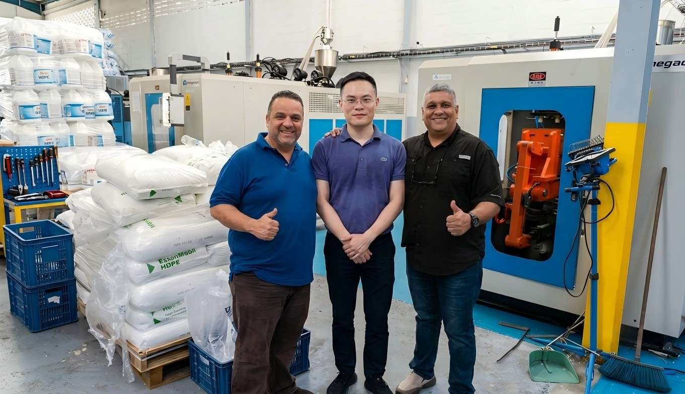 Sailwin extrusion blow molding machine overseas customer factory installation 60 countries