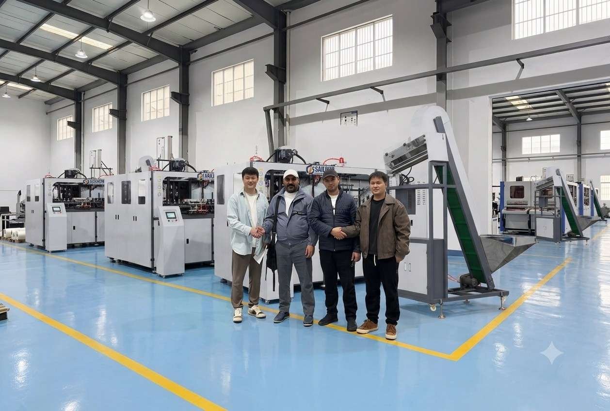Overseas clients visiting Sailwin machinery blow molding factory