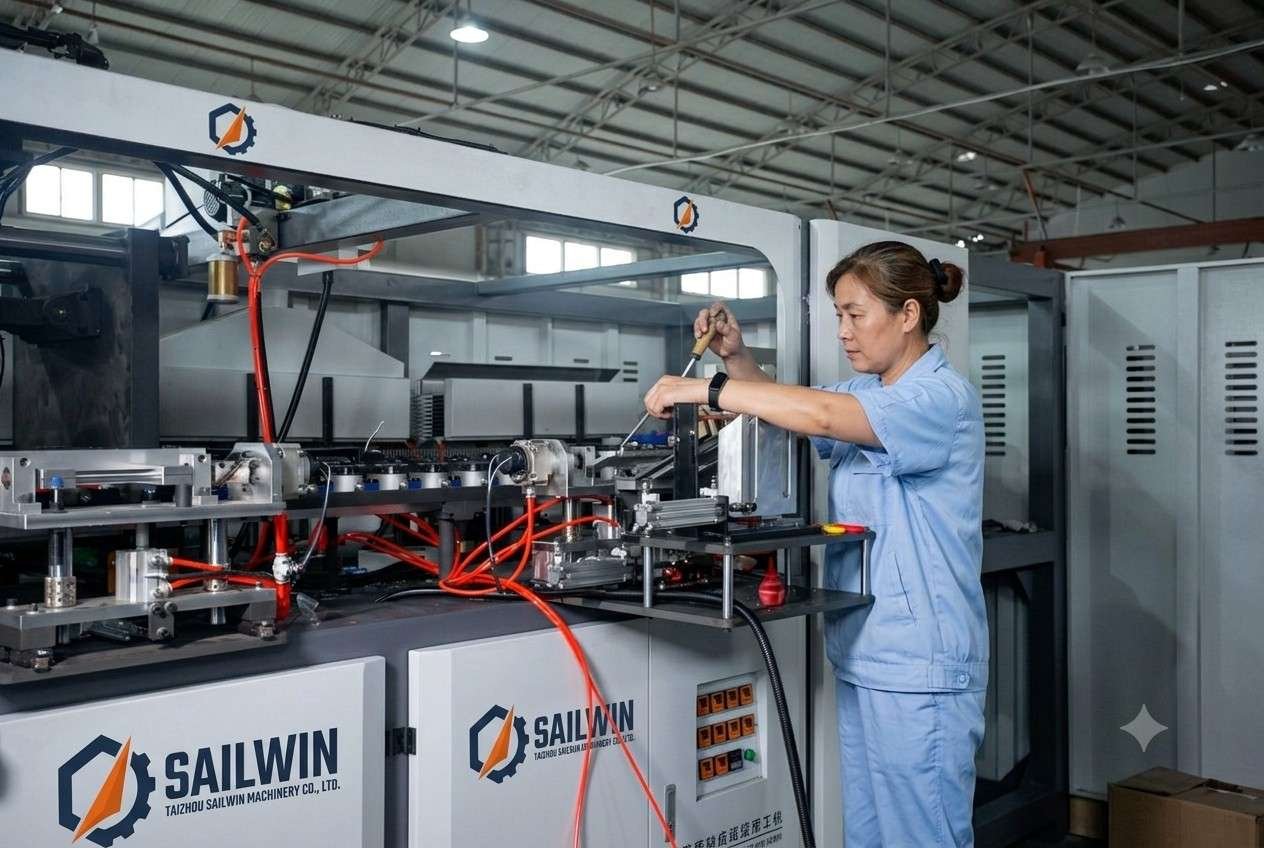 Sailwin PET blow molding machine quality inspection process wall thickness measurement
