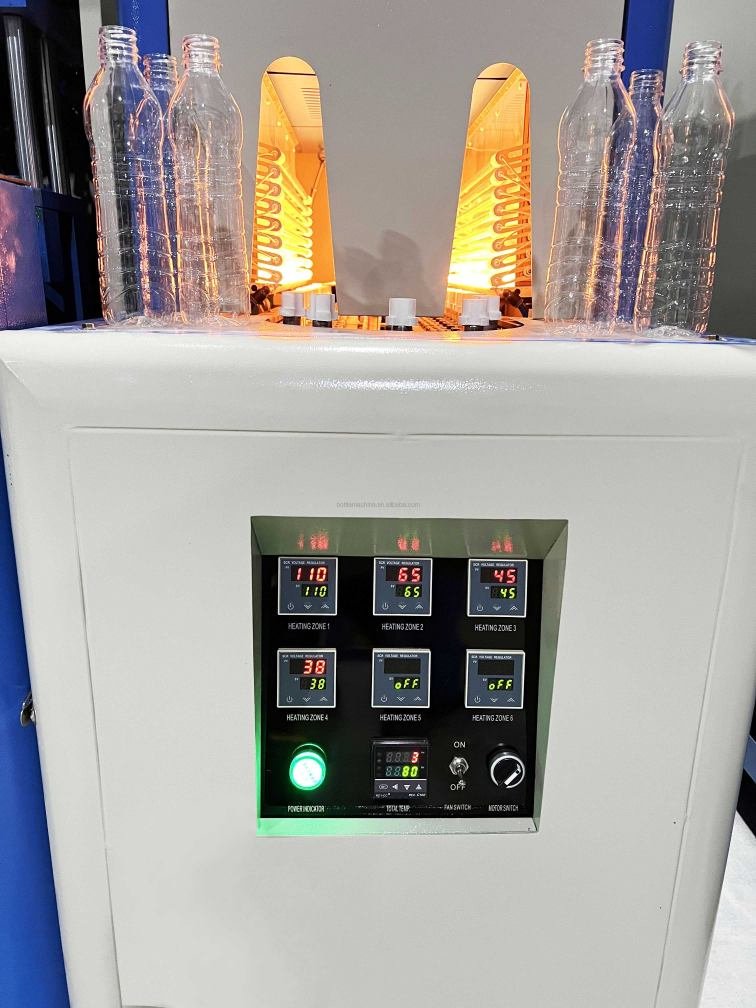 SW-2000-2 semi automatic PET blow molding machine infrared heating lamp 6 zone control panel