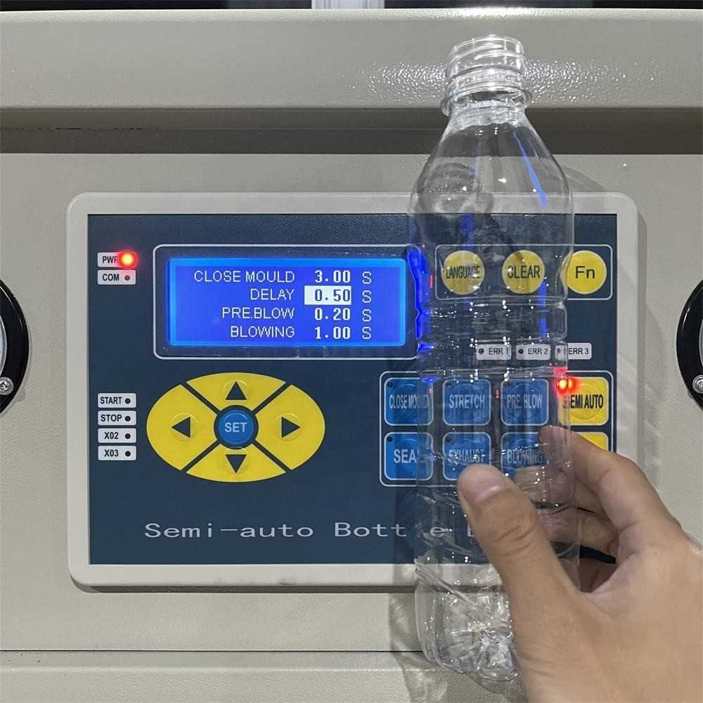SW-2000-2 semi automatic PET blow molding machine LCD control panel close mould delay pre blow timing