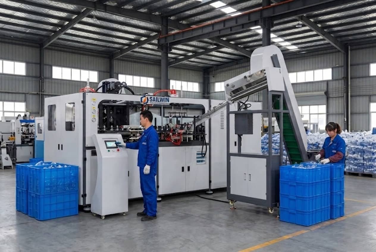 4 cavity fully automatic PET blow molding machine SW-F4-650 SW-F4-2000 Sailwin factory