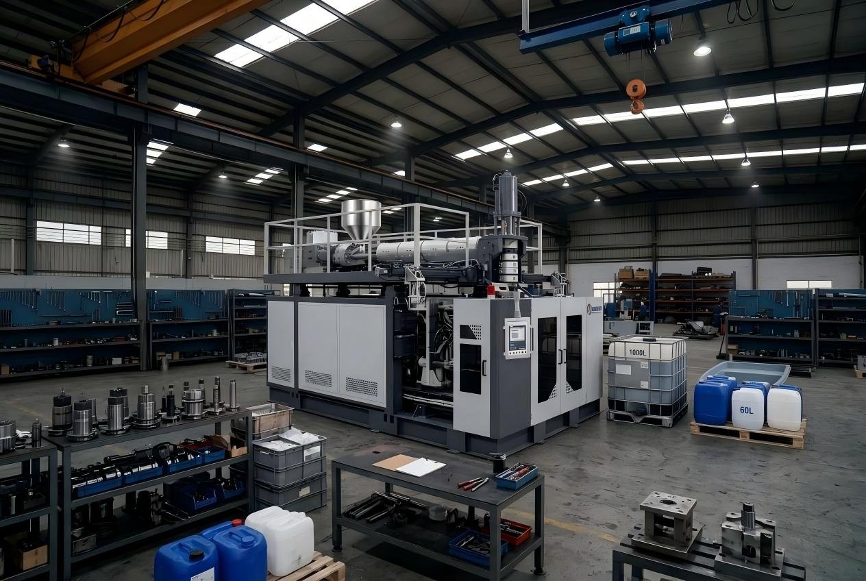 SW-S120L large accumulator head extrusion blow molding machine — 120L to 160L HDPE drum IBC