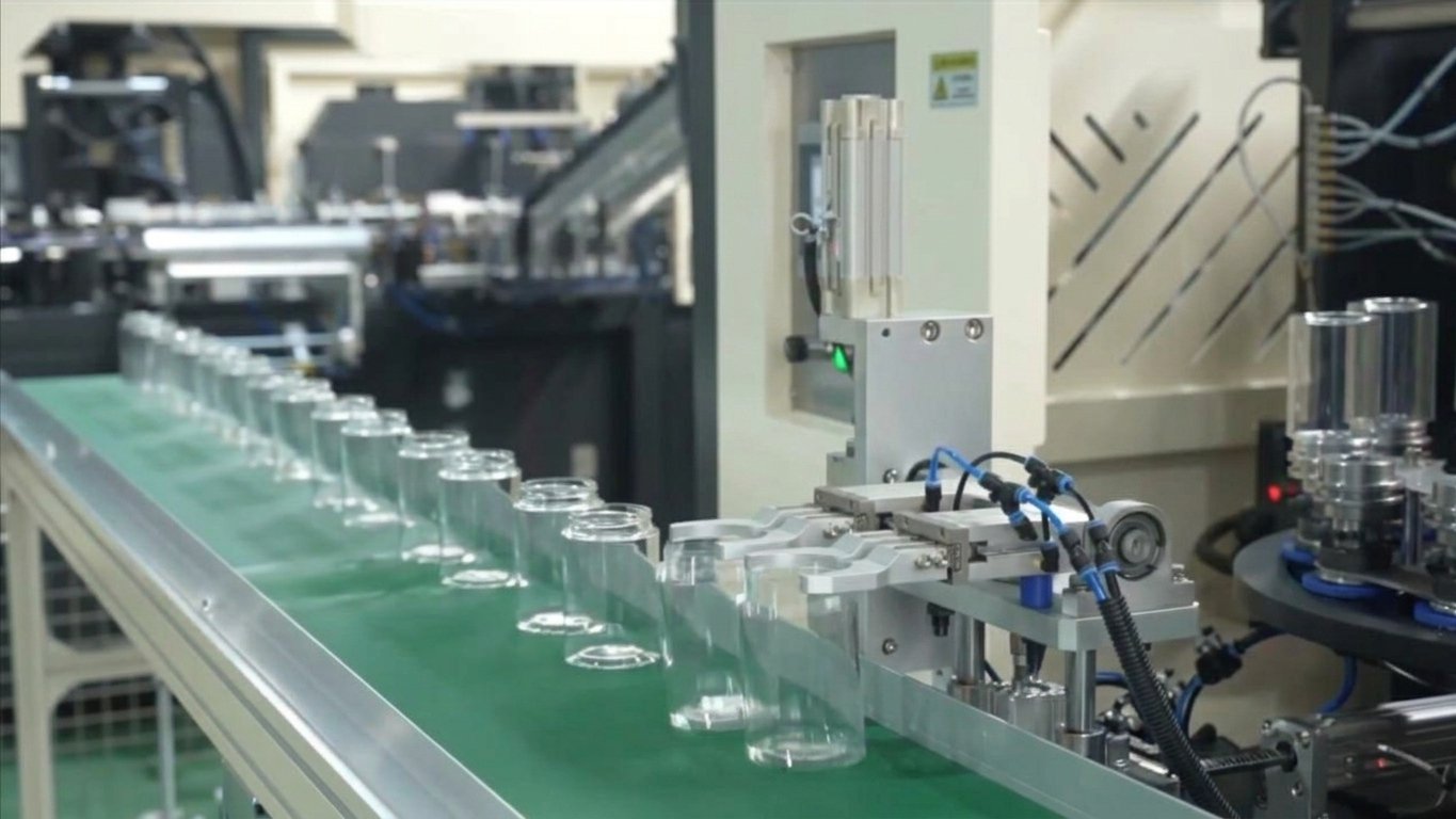 wide mouth jar blow molding machine production line conveyor output Sailwin