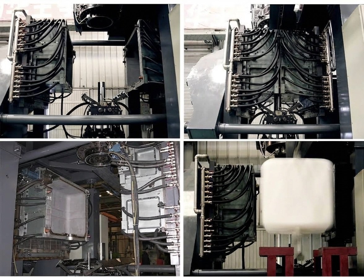 Accumulator extrusion die head and hydraulic pipeline system with wide mold opening stroke for large plastic drum production — Sailwin