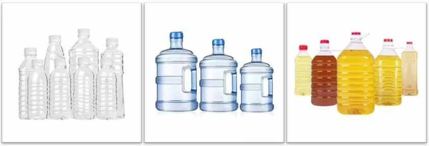 Wide array of custom PET bottles and commercial containers including mineral water, edible oil, and personal care bottles manufactured on high speed blow molding lines — Sailwin