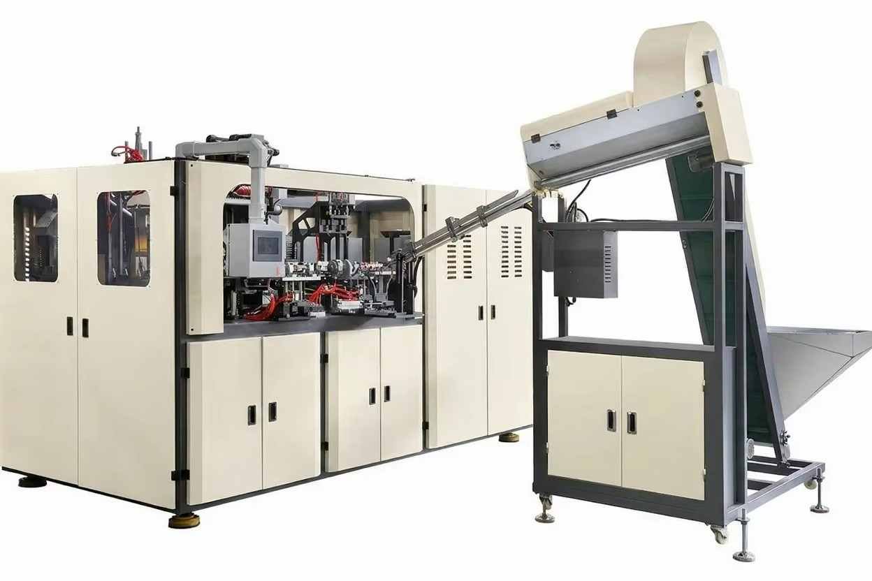 Full Automatic Blow Molding Production Line Full automatic PET bottle blow molding machine with integrated automatic preform elevator and unscrambler feeder system — Sailwin