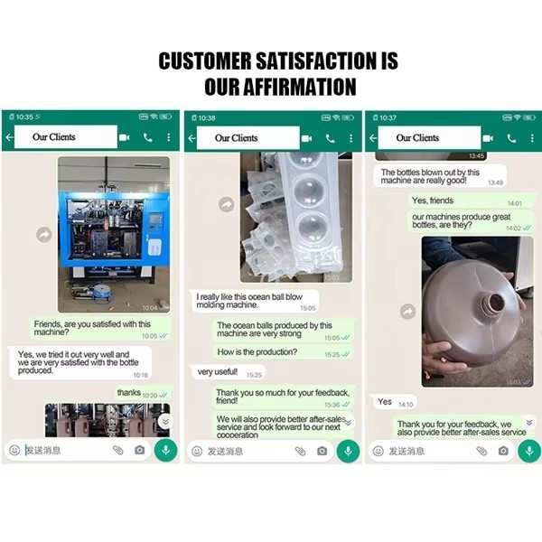 International Customer Testimonials and Service Feedback Positive international customer feedback and real WhatsApp review testimonials on Sailwin HDPE extrusion blow molding machine performance and after-sales service — Sailwin